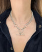 ANTIQUE SUPER CHUNKY SILVER CURB WITH DETACHABLE T-BAR