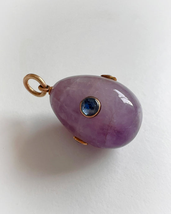 ANTIQUE AMETHYST & SAPPHIRE EGG PENDANT