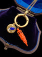 18CT GOLD DISC PENDANT WITH ENAMEL URN