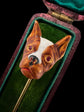ANTIQUE ENAMEL ‘FRENCHIE’ DOG STICK PIN