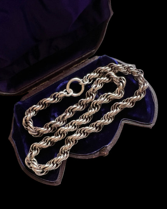 ANTIQUE CHUNKY SILVER ROPE TWIST CHAIN