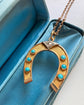 LARGE 18CT GOLD TURQUOISE & DIAMOND HORSESHOE PENDANT
