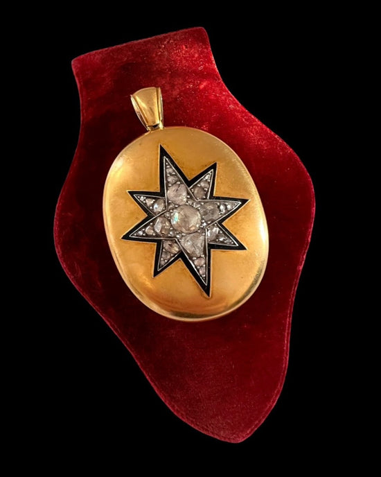 HUGE VICTORIAN DIAMOND STAR LOCKET