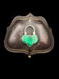 VICTORIAN MALACHITE & SILVER PADLOCK PENDANT