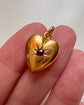 VICTORIAN 15CT GOLD & GARNET PUFFY HEART PENDANT
