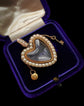 EARLY 19TH CENTURY PEARL & ROCK CRYSTAL HEART LOCKET WITH PADLOCK & KEY