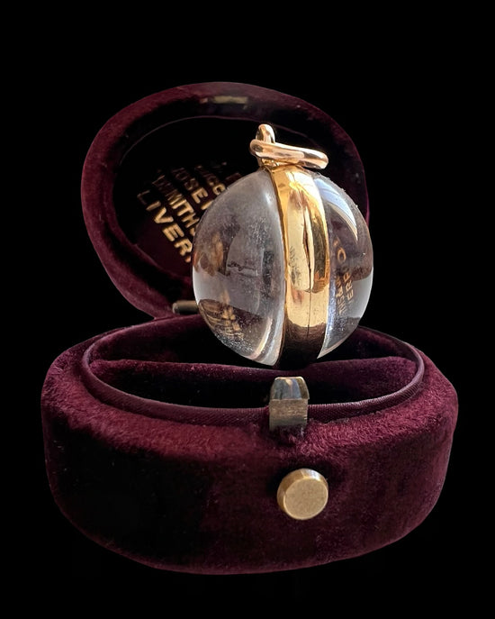 VICTORIAN HIGH CARAT GOLD ROCK CRYSTAL POOL OF LIGHT SPHERE LOCKET