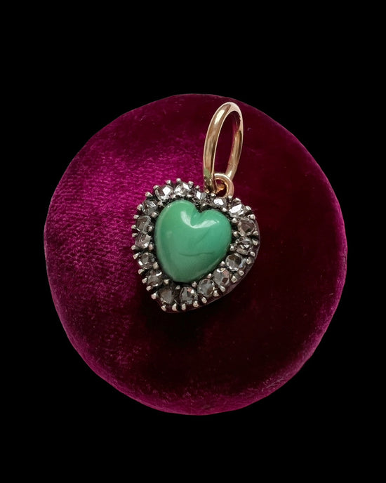 VICTORIAN TURQUOISE & DIAMOND HEART PENDANT