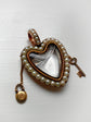 EARLY 19TH CENTURY PEARL & ROCK CRYSTAL HEART LOCKET WITH PADLOCK & KEY