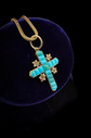 VICTORIAN TURQUOISE & DIAMOND CROSS PENDANT