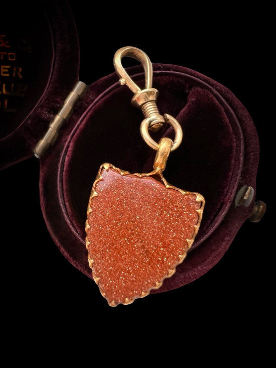 VICTORIAN GOLDSTONE SHIELD PENDANT