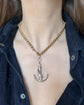 VINTAGE LARGE SILVER ANCHOR & FISH PENDANT