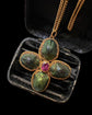 VICTORIAN SCARAB BEETLE & GARNET PENDANT / BROOCH