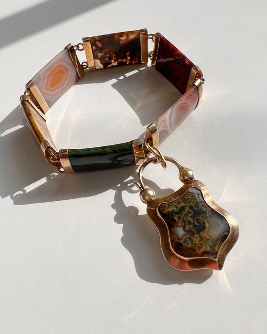 VICTORIAN MULTI AGATE BRACELET & PADLOCK