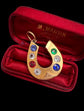 VICTORIAN 18CT GOLD & MULTICOLOUR PASTE HORSESHOE PENDANT