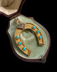 LARGE 18CT GOLD TURQUOISE & DIAMOND HORSESHOE PENDANT