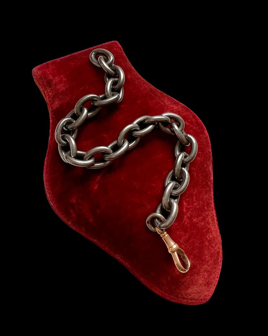 ANTIQUE STEEL & GOLD CHUNKY CABLE LINK BRACELET OR CHAIN EXTENDER