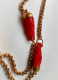 EARLY 19TH CENTURY CARVED CORAL HORSE & 18CT NECKLACE