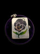 VICTORIAN ENAMEL PANSEY SILVER BOOK PENDANT