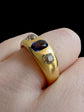 ANTIQUE SAPPHIRE & DIAMOND FLUSH SET RING