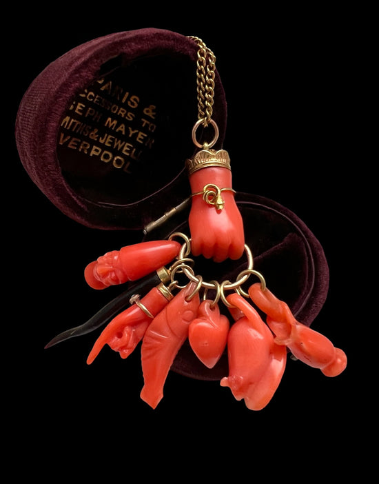 19TH CENTURY CORAL HAND PENDANT