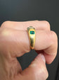 ANTIQUE DIAMOND & EMERALD FLUSH SET RING
