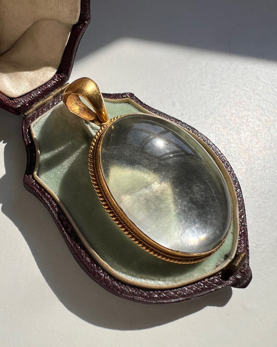 VICTORIAN LARGE ROCK CRYSTAL & 18CT GOLD PENDANT