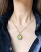 VICTORIAN 15CT GOLD & TURQUOISE HORSE HOOF PENDANT