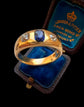ANTIQUE SAPPHIRE & DIAMOND FLUSH SET RING