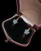 ANTIQUE TURQUOISE & PEARL FLOWER EARRINGS