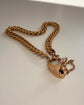 ANTIQUE FRENCH 18CT GOLD REEDED CURB WITH PADLOCK & KEY