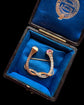 19TH CENTURY DIAMOND & RUBY DOUBLE HORSESHOE NAIL BROOCH