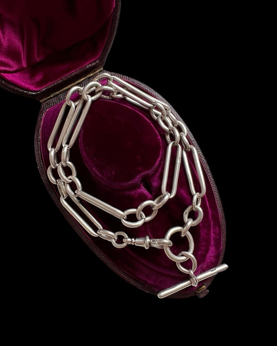 VICTORIAN SILVER PAPERCLIP ALBERT CHAIN