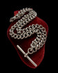 ANTIQUE CHUNKY SILVER CURB ALBERT CHAIN WITH T-BAR