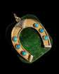 LARGE 18CT GOLD TURQUOISE & DIAMOND HORSESHOE PENDANT