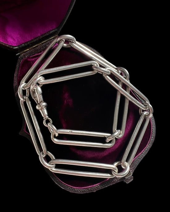 SUPER CHUNKY VICTORIAN SILVER PAPERCLIP CHAIN