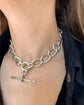 HUGE VICTORIAN TWIST OPEN CURB SILVER ALBERT CHAIN
