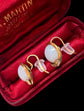 ANTIQUE 15CT GOLD SNAKE & OPALINE EARRINGS