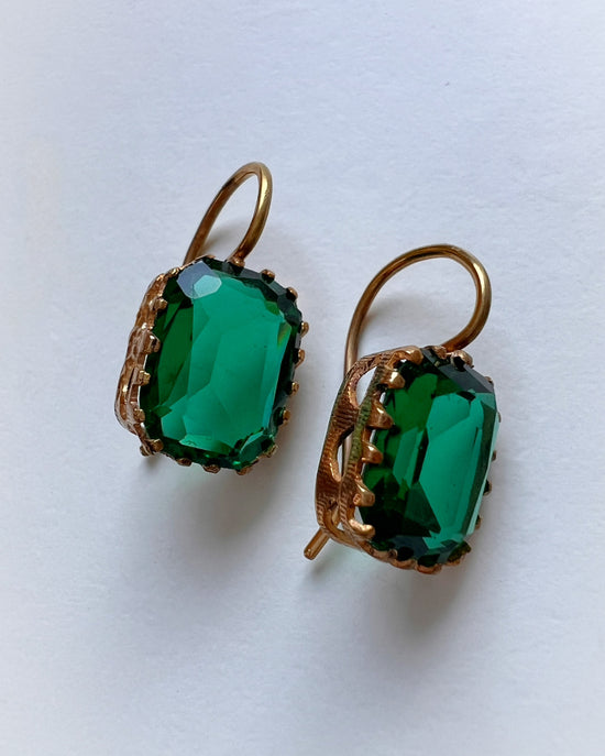EARLY VICTORIAN GREEN PASTE EARRINGS