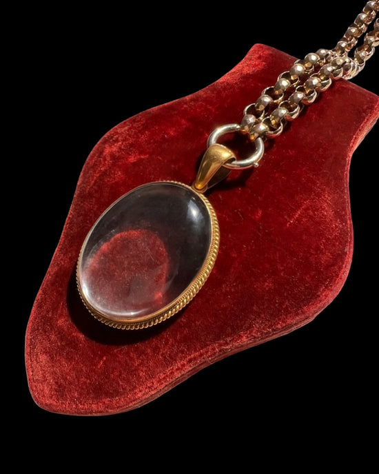 VICTORIAN LARGE ROCK CRYSTAL & 18CT GOLD PENDANT