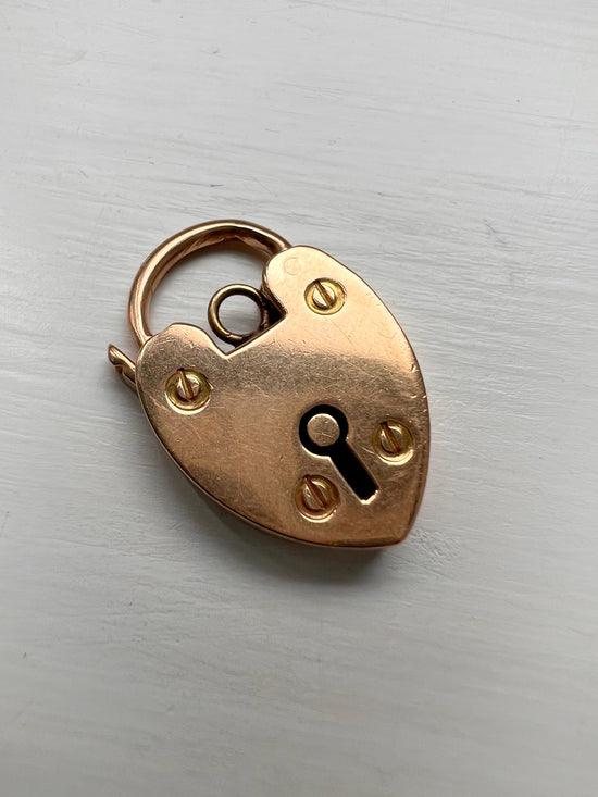 VICTORIAN 15CT GOLD HEART PADLOCK CLASP/PENDANT
