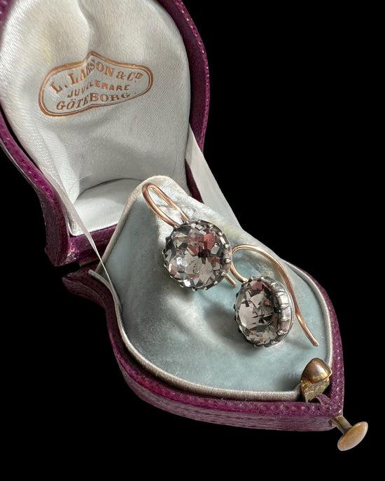 19TH CENTURY PASTE SINGLE STONE EARRINGS