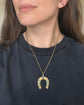 LARGE 18CT GOLD TURQUOISE & DIAMOND HORSESHOE PENDANT
