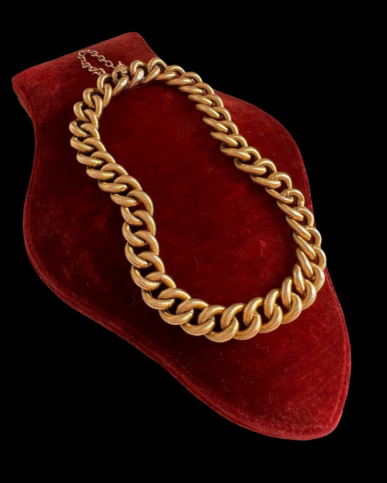 ANTIQUE FRENCH 18CT GOLD REEDED CURB BRACELET
