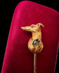 VICTORIAN 15CT GOLD WHIPPET DOG STICKPIN WITH HEART COLLAR