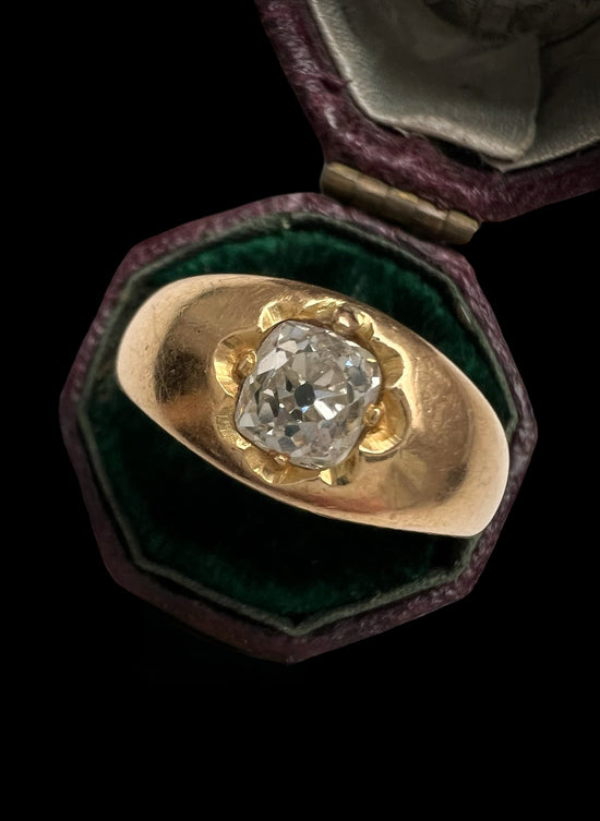 VICTORIAN DIAMOND & 18CT GOLD GYPSY RING