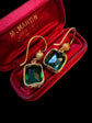 EARLY VICTORIAN GREEN PASTE DOUBLE DROP EARRINGS