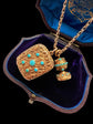 VICTORIAN 15CT GOLD & TURQUOISE INTAGLIO FOB PENDANT