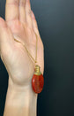 EARLY 19TH CENTURY FRENCH MARBLE GLASS & GOLD SCENT BOTTLE PENDANT