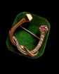 19TH CENTURY DIAMOND & RUBY DOUBLE HORSESHOE NAIL BROOCH